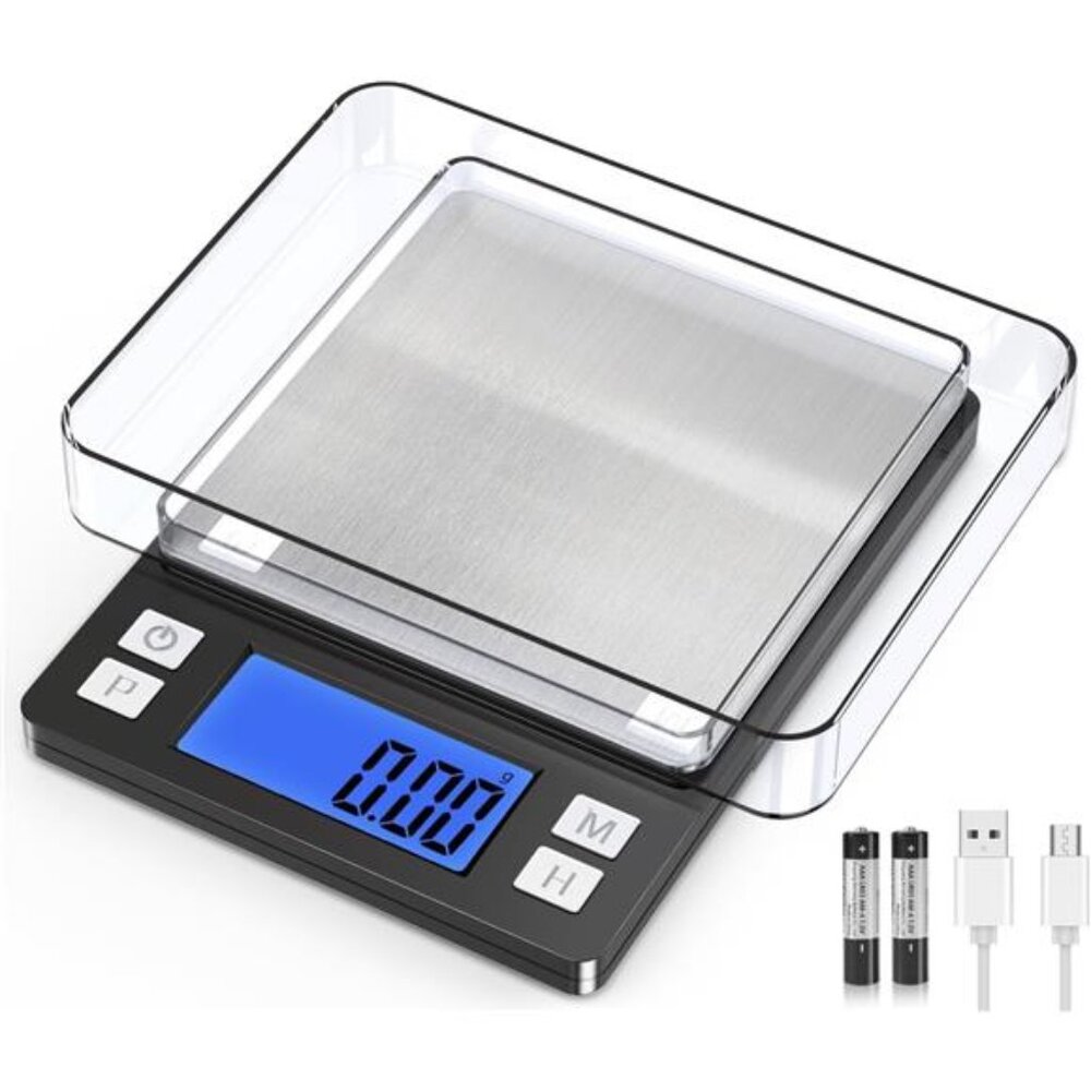 0.01g/1kg Upgraded Small Digital Scale, USB Rechargeable, with Larger
